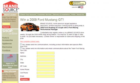 The BrandSource Ford Racing Sweepstakes