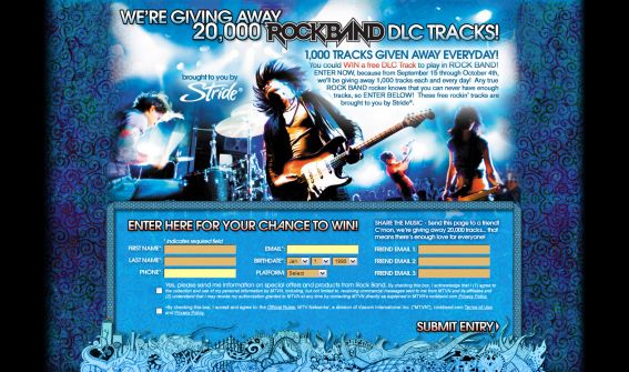 1000 Rock Band Tracks A Day Sweepstakes