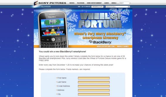 Wheel’s Very Merry BlackBerry Smartphone Giveaway Wheel’s Very Merry BlackBerry Smartphone Giveaway