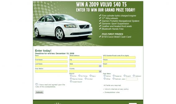 Military Times Media Group Win A Volvo S40-T5 Sweepstakes Military Times Media Group Win A Volvo S40-T5 Sweepstakes