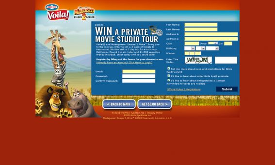 Birds Eye Voila! Madagascar: Escape 2 Africa Sweepstakes
