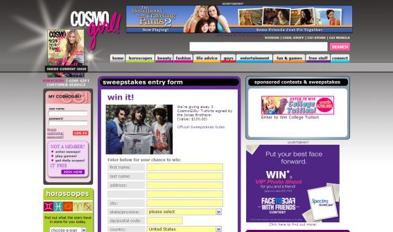 The Signed CosmoGirl! T-Shirt Sweepstakes