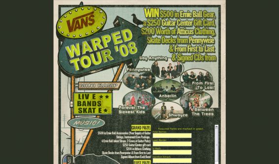 2008 Vans Warped Tour Sweepstakes