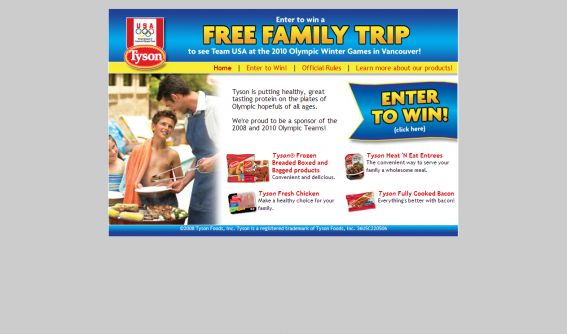 Tyson 2010 U.S. Olympic Team Sweepstakes