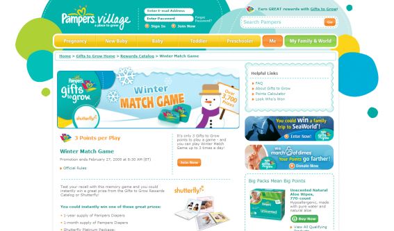 Pampers Winter Match Game