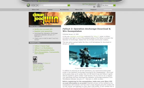 Fallout 3 Operation Anchorage Download & Win Sweepstakes