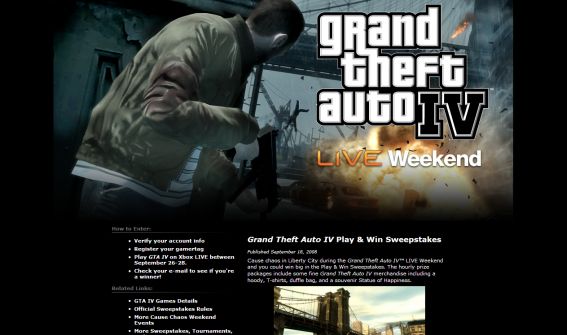Grand Theft Auto IV Cause Chaos Live Weekend Play & Win