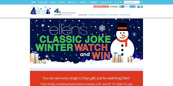 Ellen's Classic Joke Winter Watch And Win Contest