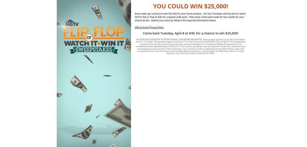 HGTV Flip or Flop Watch It Win It Sweepstakes