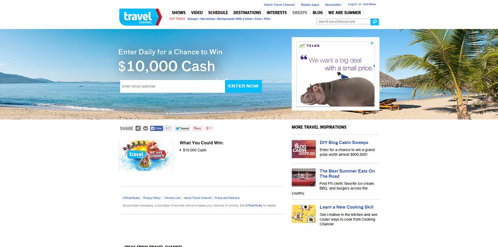 travel channel explore summer sweepstakes