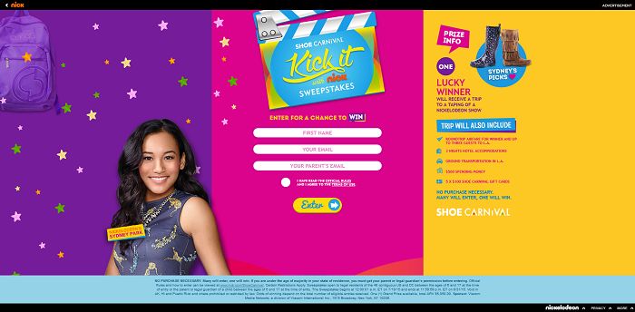 Nickelodeon's Back to School with Shoe Carnival Sweepstakes at Nick.com/ShoeCarnival