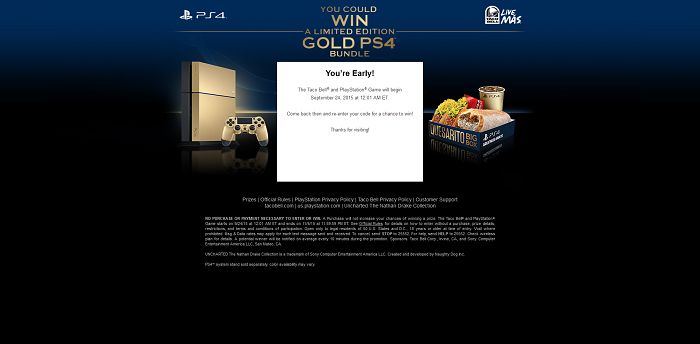 WinPS4Bundle.com - Taco Bell and PlayStation Game