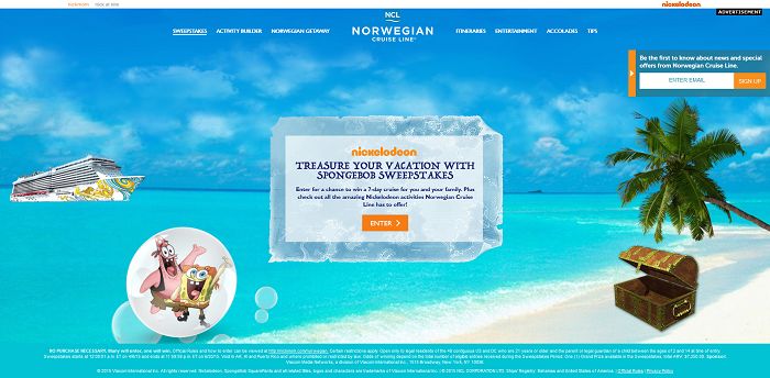 Norwegian Cruise Line Treasure Your Vacation With SpongeBob Sweepstakes