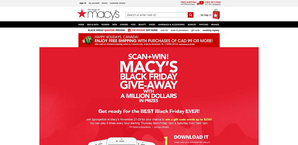Macy's Black Friday Give-Away With A Million Dollars In Prizes Sweepstakes