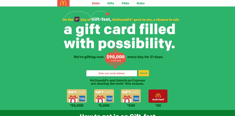 McDonald's 21 Days of Gift-fest Sweepstakes (mcdgiftfest.com)