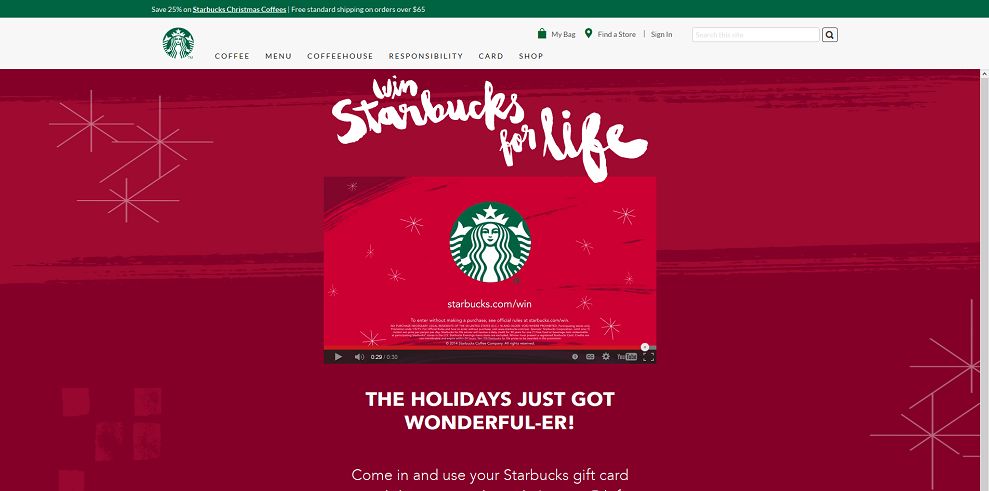 Starbucks It's A Wonderful Card Ultimate Giveaway (starbucks.com/win)