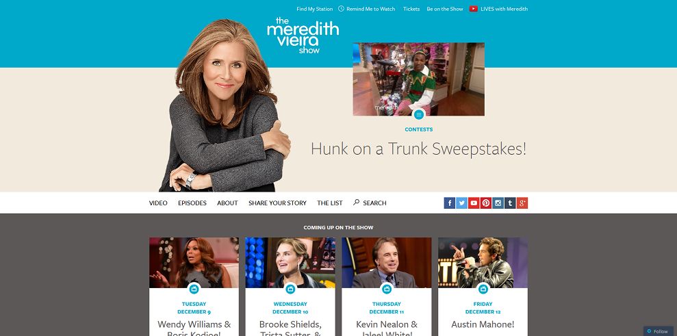 The Meredith Vieira Show: Find Hunk on a Trunk Sweepstakes