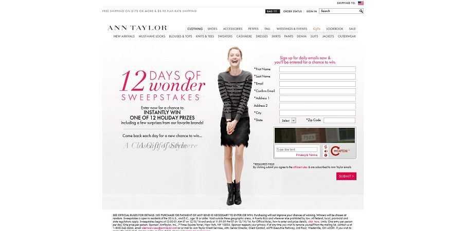 Ann Taylor 12 Days of Wonder Sweepstakes