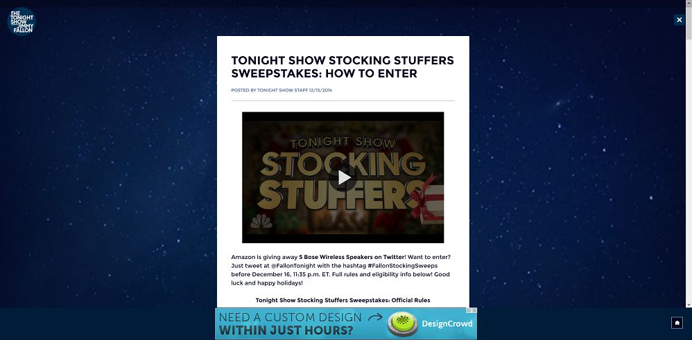 Tonight Show Stocking Stuffers Sweepstakes (tonightshow.com/stockingstuffers)