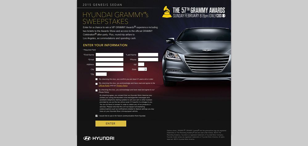 Hyundai GRAMMY's Sweepstakes