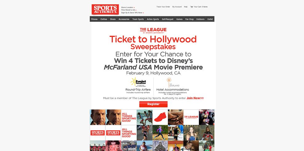 Sports Authority Ticket to Hollywood Sweepstakes