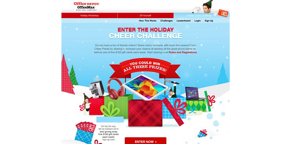 Office Depot Holiday Cheer Challenge Sweepstakes (HolidayCheerChallenge.com)