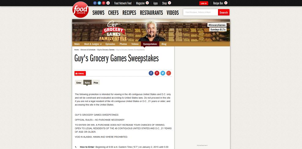 Guy's Grocery Games Sweepstakes (foodnetwork.com/grocerysweeps)