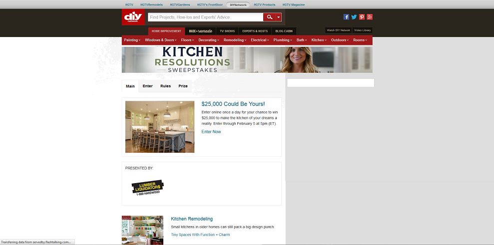 DIY Network Kitchen Resolutions Sweepstakes (diynetwork.com/kitchensweeps)
