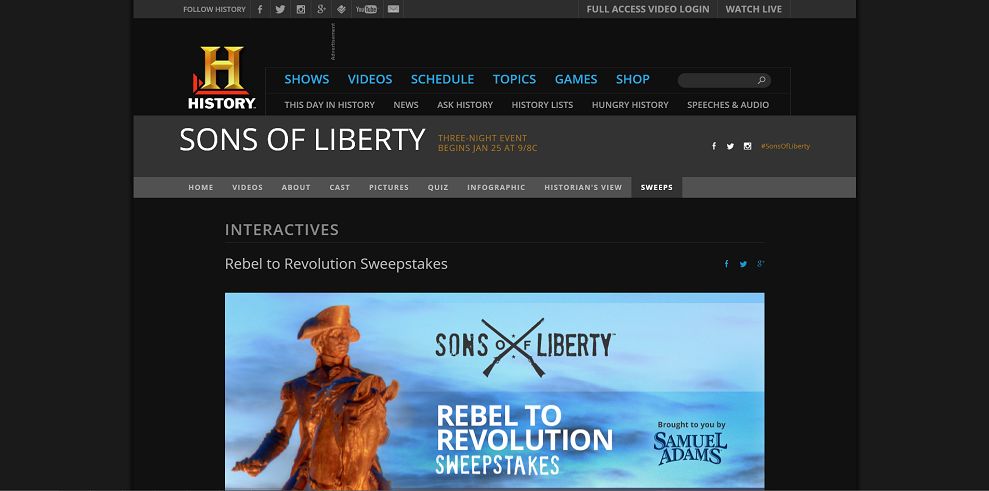 Sons Of Liberty Rebel To Revolution Sweepstakes