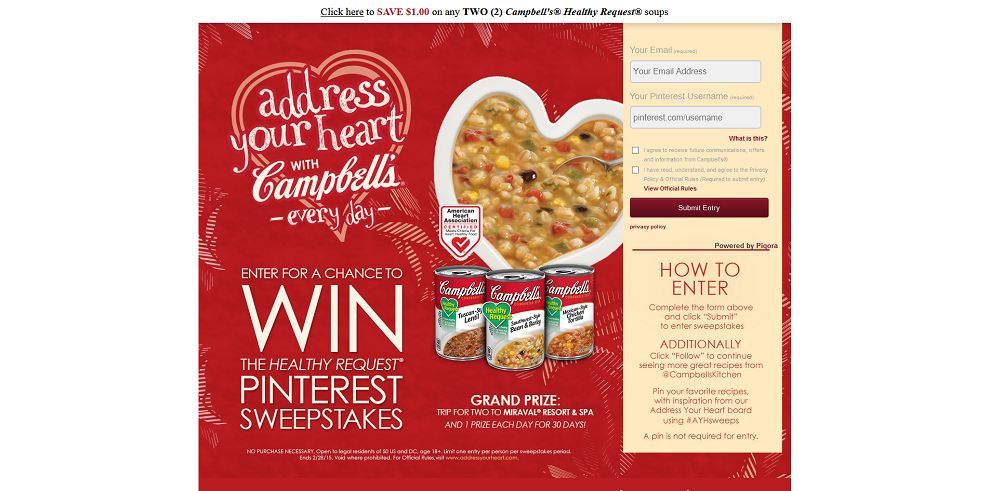Campbell's Healthy Request Pinterest Sweepstakes