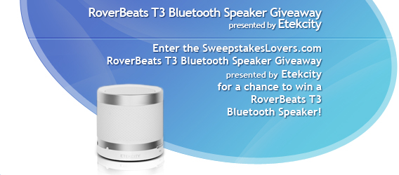 SweepstakesLovers.com RoverBeats T3 Bluetooth Speaker Giveaway presented by Etekcity