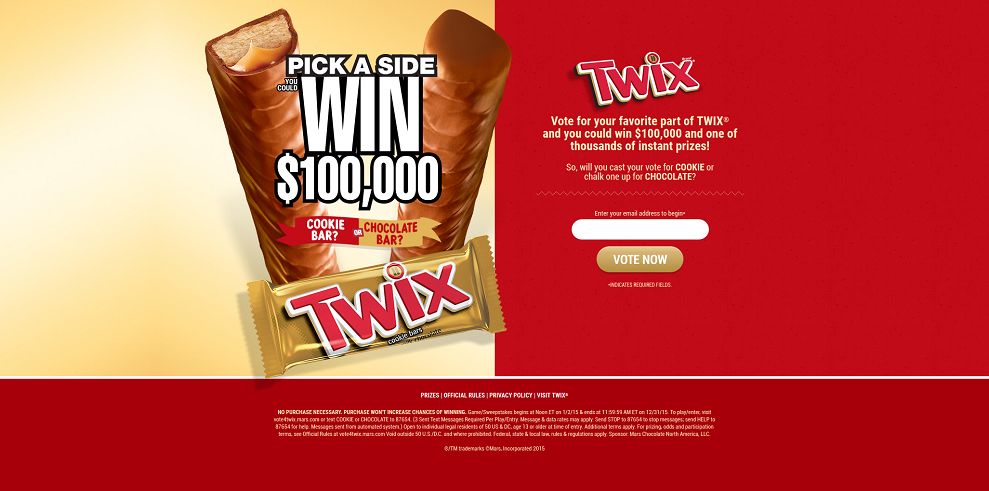 TWIX Pick A Side Instant Win Game and Sweepstakes