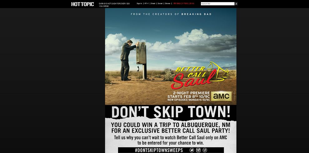 Hot Topic Don't Skip Town Sweepstakes