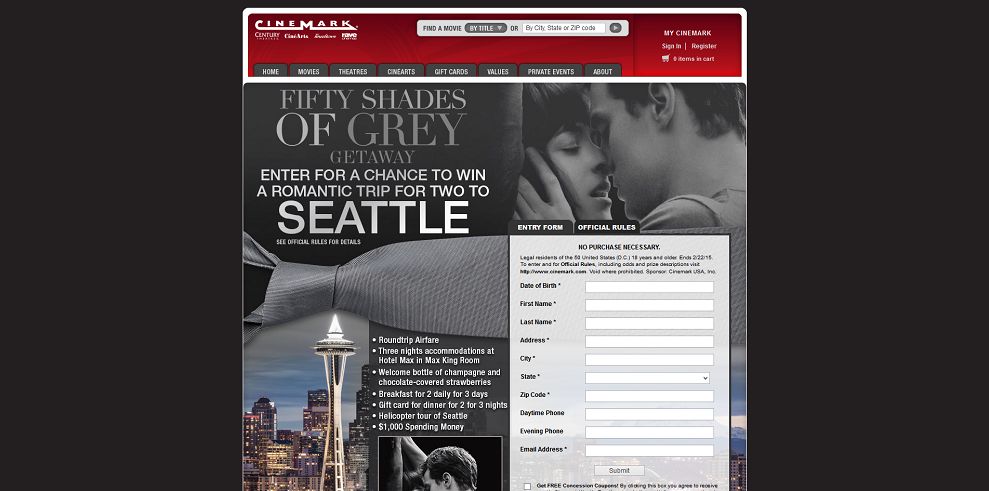 Cinemark's Fifty Shades of Grey Sweepstakes