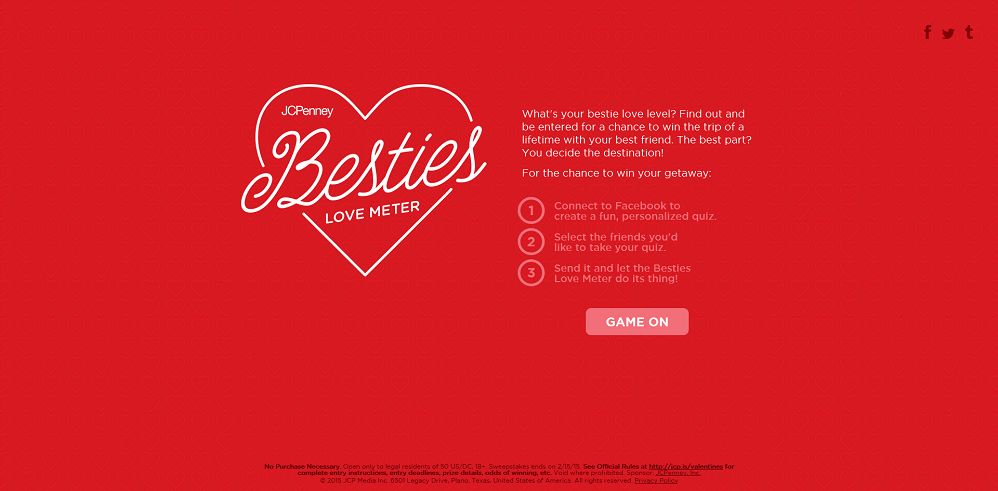 JCPenney Besties Love Meter Sweepstakes