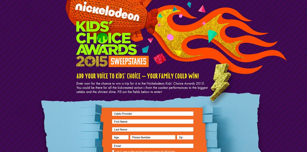 Nickelodeon Kids' Choice Awards Sweepstakes
