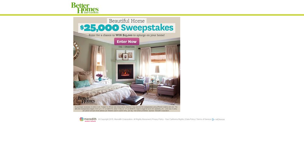 BHG Beautiful Home $25,000 Sweepstakes