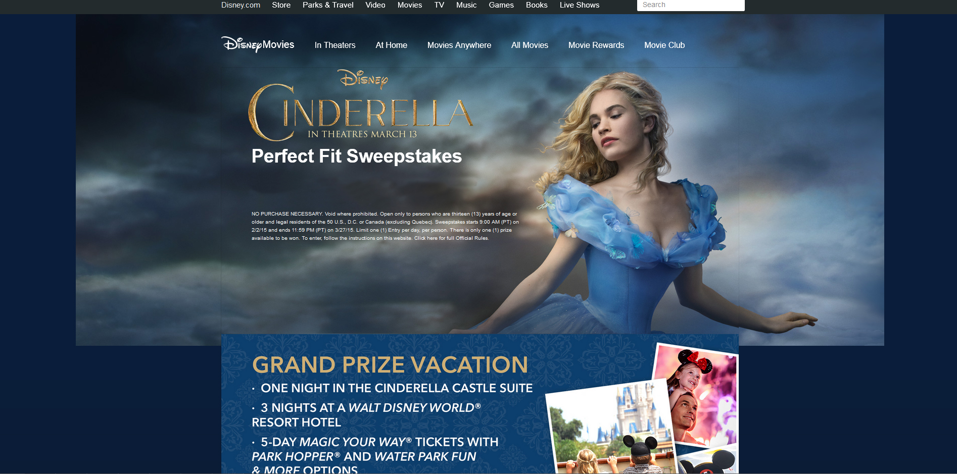 Disney's Cinderella Perfect Fit Sweepstakes