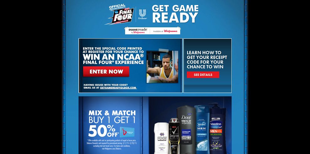NCAA Get Game Ready Sweepstakes at Walgreens (UnileverGetGameReady.com/Walgreens)