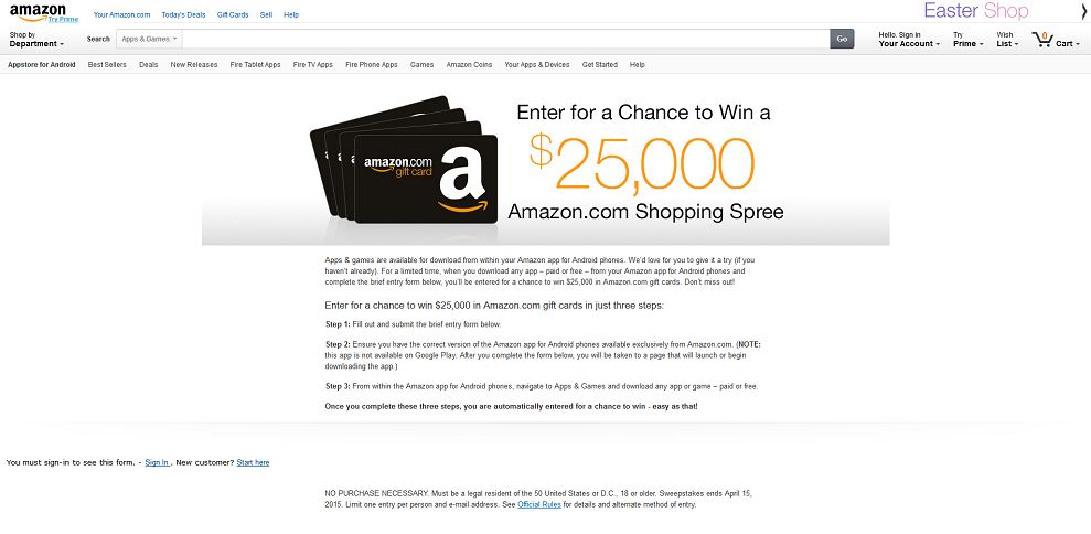 Amazon Appstore $25,000 Giveaway