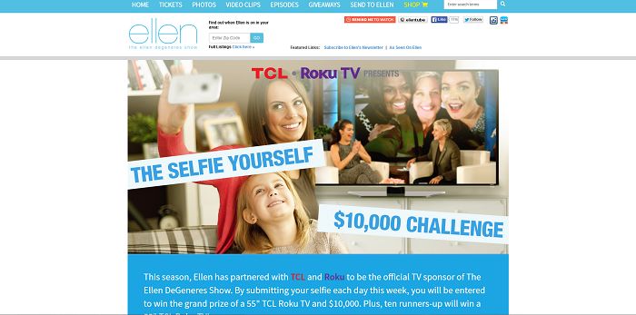 The Selfie Yourself $10,000 Challenge (EllenTV.com/TCLRoku)