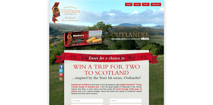 Walkers Shortbread Outlander Sweepstakes