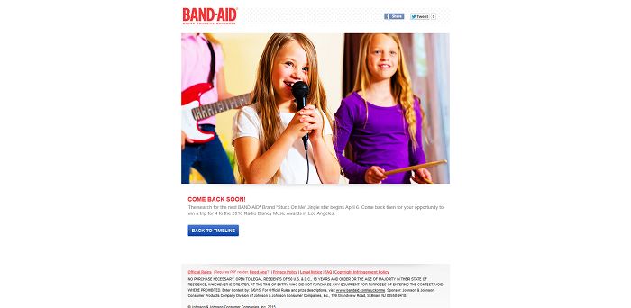 BAND-AID Brand Stuck On Me Sing-Along Contest