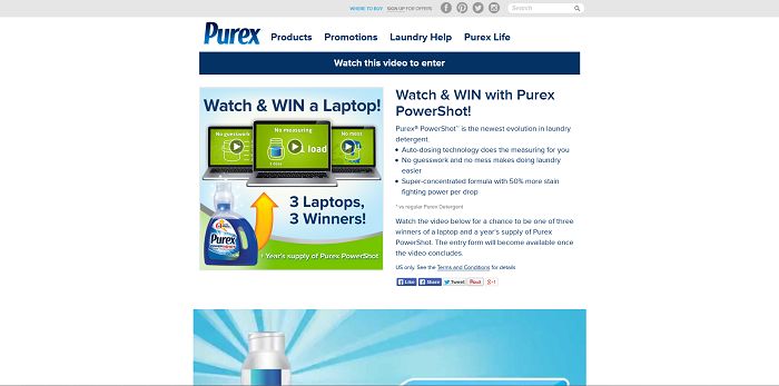Watch And Win With Purex Powershot Sweepstakes