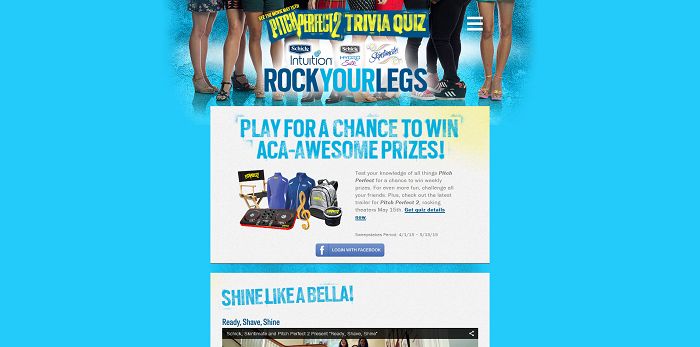 Schick and Pitch Perfect Trivia Quiz Sweepstakes (RockYourLegs.com)