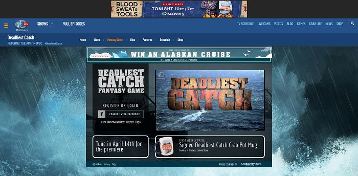 Discovery's Deadliest Catch Fantasy Game (Discovery.com/CatchGame)