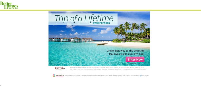 Better Homes And Gardens Maldives Sweepstakes