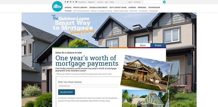 HGTV And Quicken Loans Smart Way to Mortgage Sweepstakes (HGTV.com/SmartWayToMortgage)