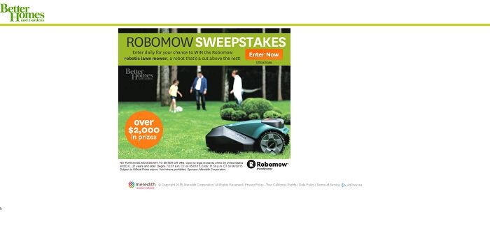 Better Homes and Gardens Robomow Sweepstakes