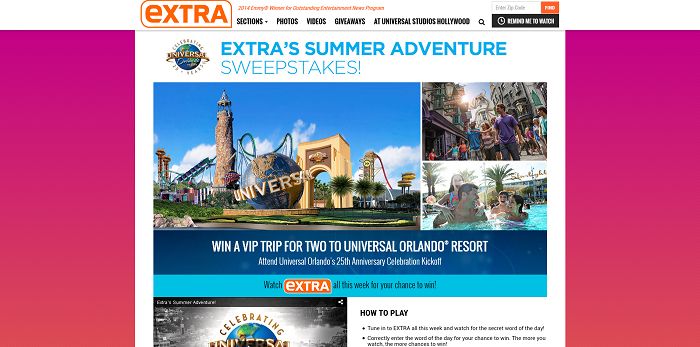 ExtraTV.com/SummerAdventure - Extra's Summer Adventure Sweepstakes